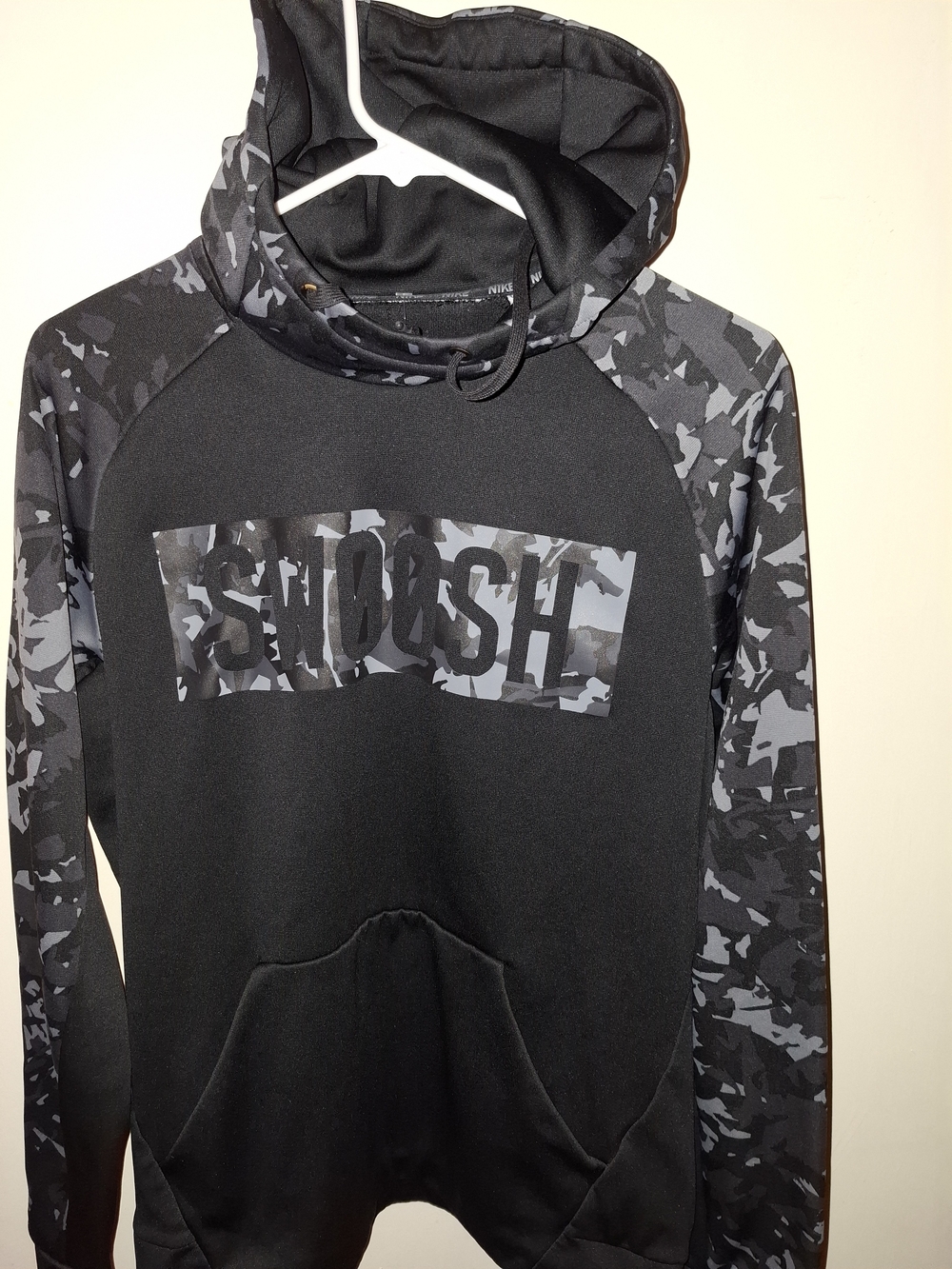 Nike Men's Black & Gray Camo Swoosh Zip-Up Hoodie
